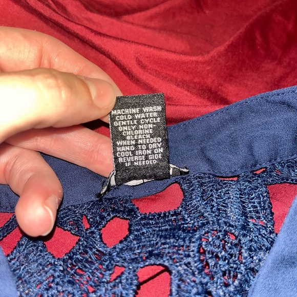 Rue21 Navy Blouse with  Crochet Lace Accents - Picture 7 of 9